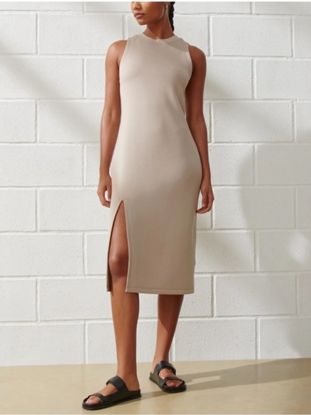 Abercrombie & Fitch YPB neoKNIT Sleeveless Midi Dress with Leg Slit